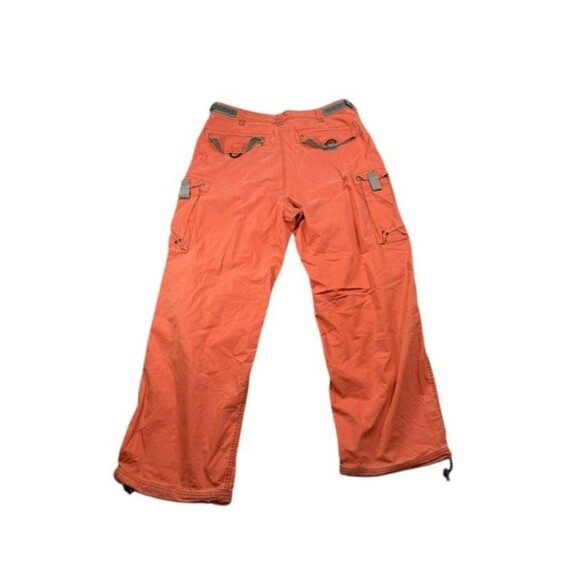 Vintage 00's Y2K Baggy Abercrombie & Fitch Orange Paratrooper Cargo Pants Large - Picture 4 of 10